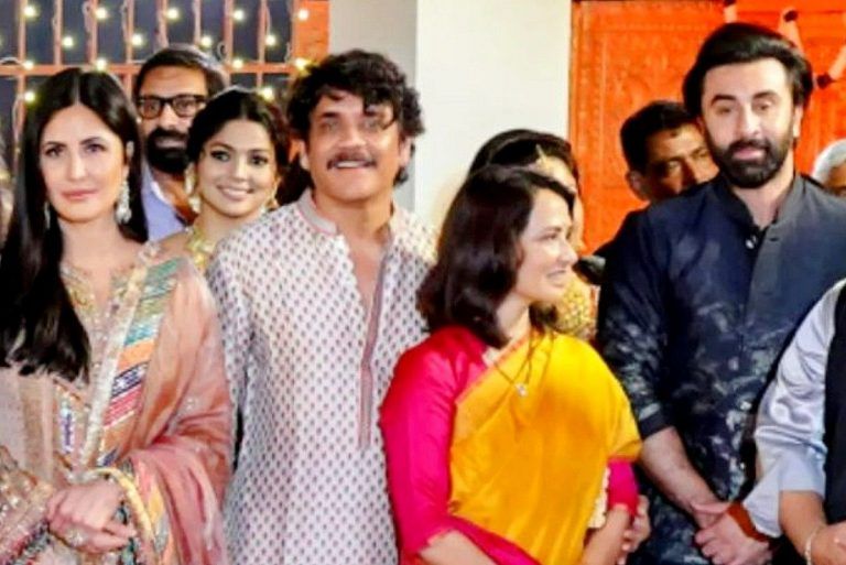 Ranbir Kapoor, Katrina Kaif Pose With Awkward Smiles at Navratri Function - Check Viral Pics